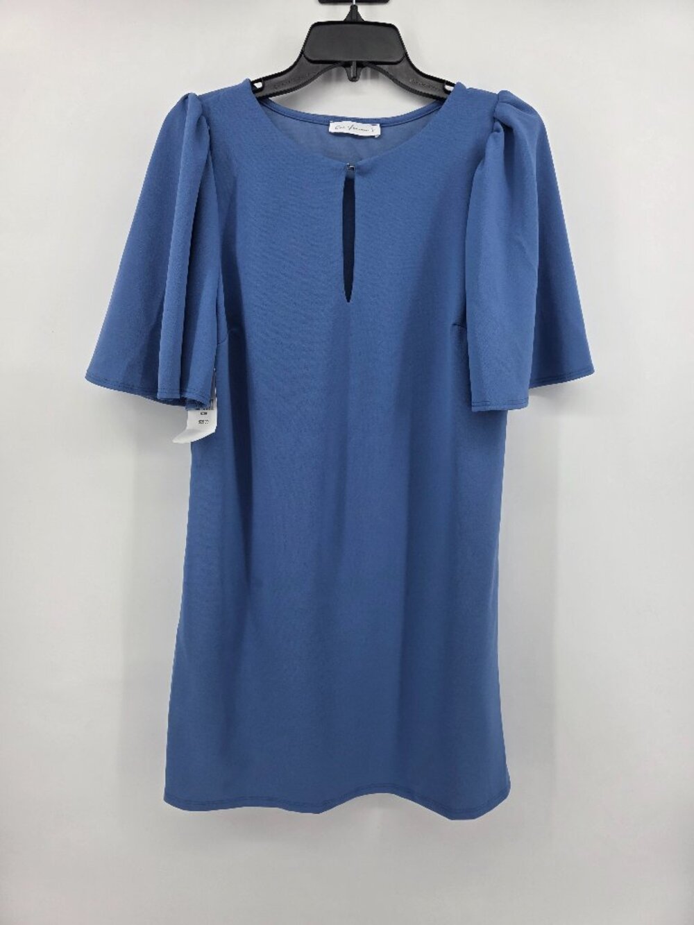 Ces Femme Blue Flutter Sleeve Shift Dress  Size L NWT Keyhole
